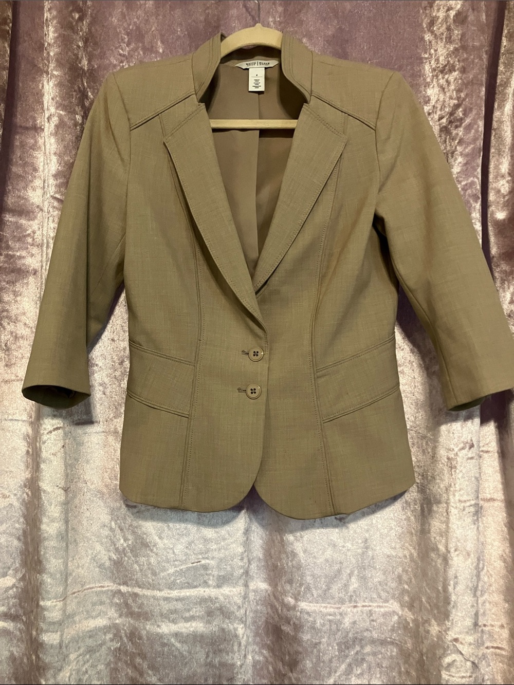 White House Black Market Tan Tailored Two-Button Blazer